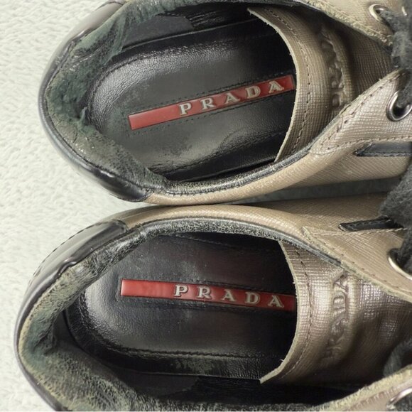 Prada Sport Leather Low Top Sneakers Brown Size 7.5 US - Picture 7 of 15